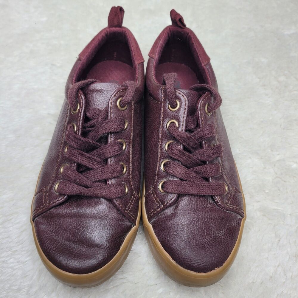 Gymboree Unisex Kids Old Skool Brown Maroon Faux Leather Shoes Size 13 Excellent